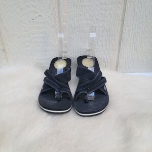 Skechers Black Cali Cut Out Sandals Womens Size 6 /6.5 Chunky Wedge Heel Y2K